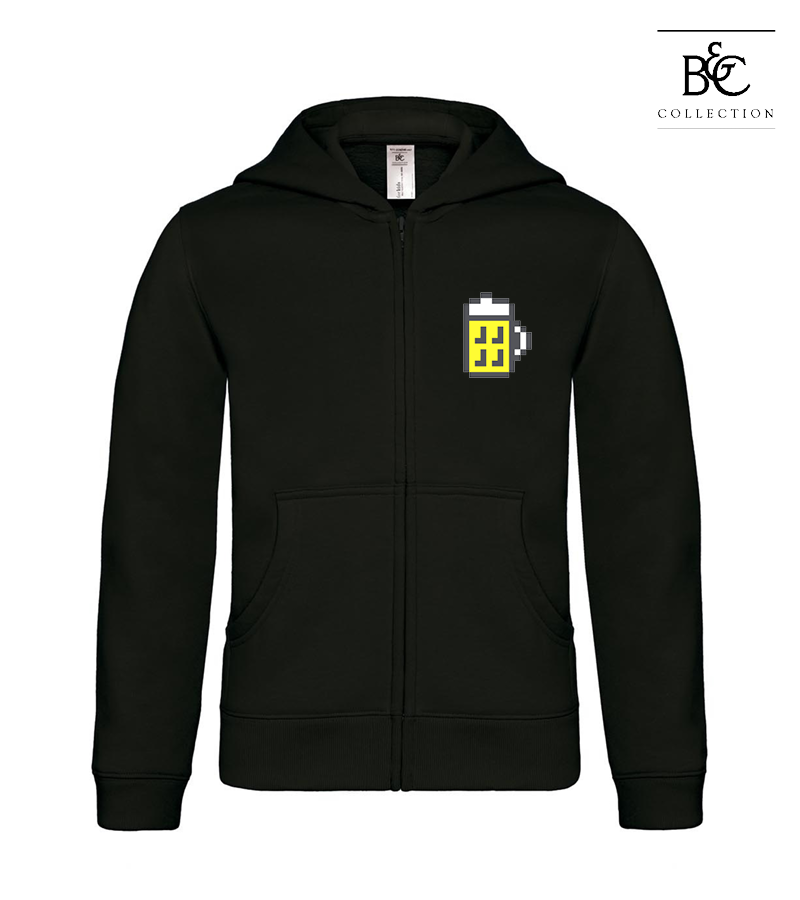 B&C Kinder Zipped Hoodie Black "Bono"