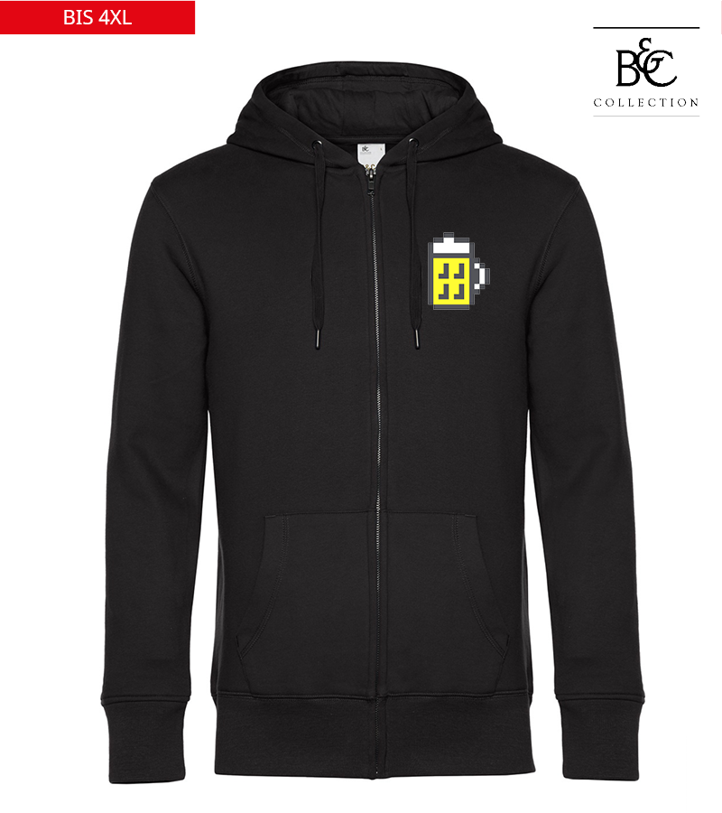 B&C Herren Zipped Hoodie Black Pure "Bono"
