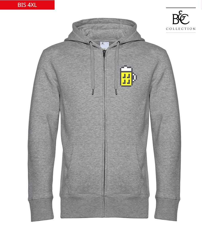 B&C Herren Zipped Hoodie Heather Grey "Bono"