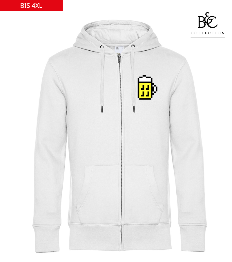 B&C Herren Zipped Hoodie White "Bono"