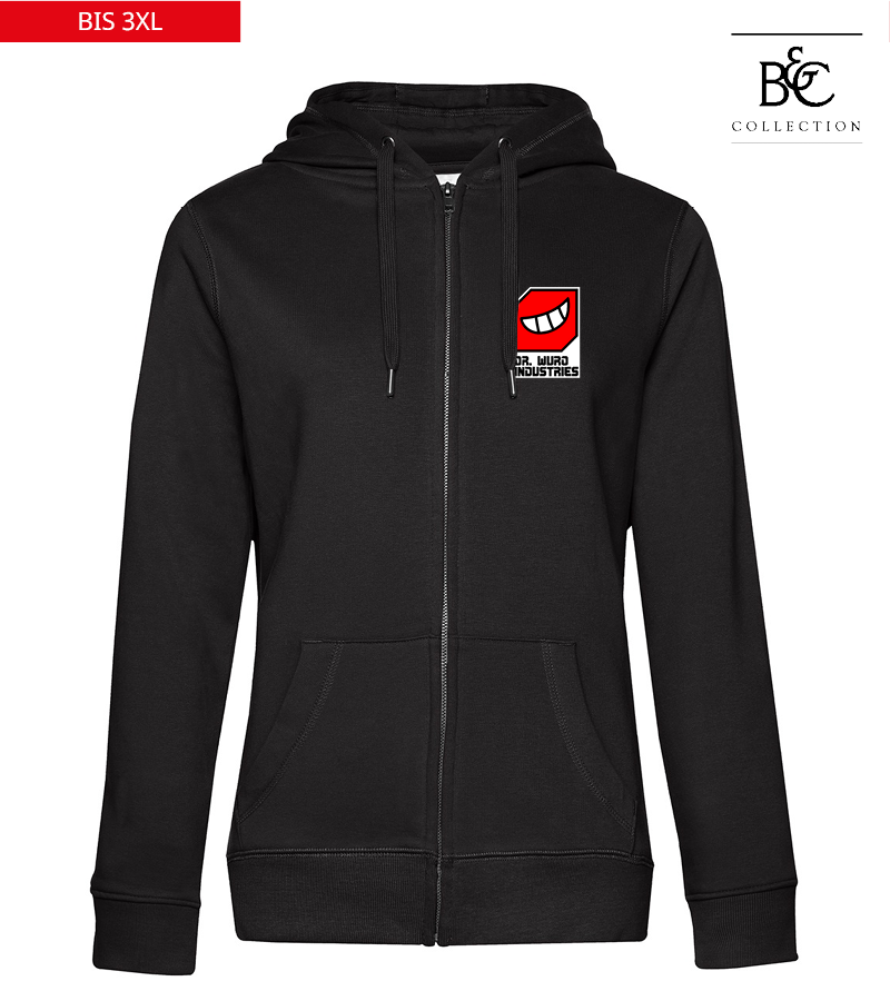 B&C Damen Zipped Hoodie Black Pure "Anton"