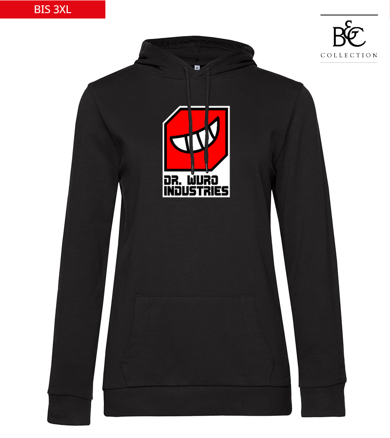 B&C Damen Hoodie Black Pure "Anton Frontprint"