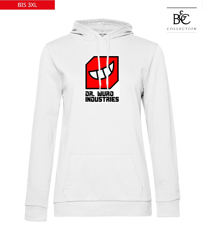 B&C Damen Hoodie White "Anton Frontprint"
