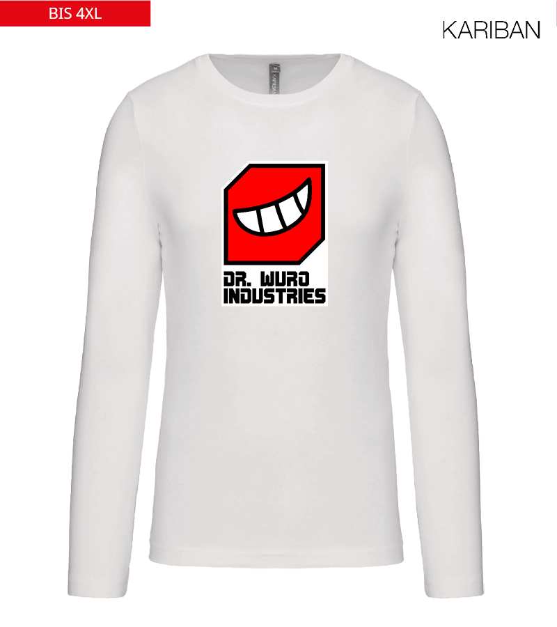Kariban Herren Langarmshirt White "Anton Frontprint"