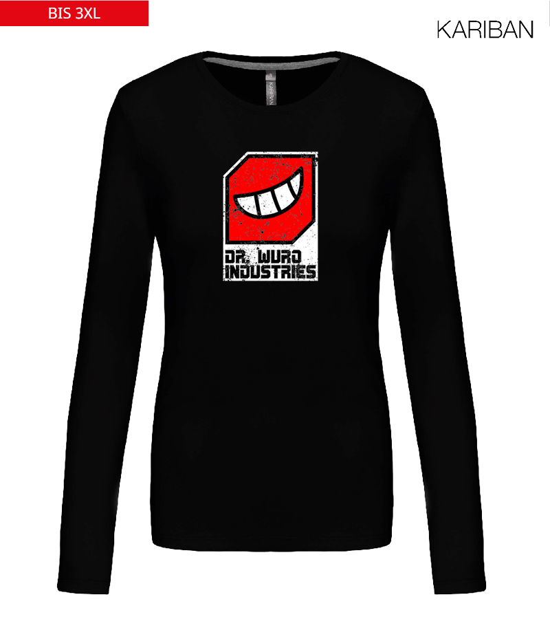 Kariban Damen Langarmshirt Black "Uwe Frontprint"