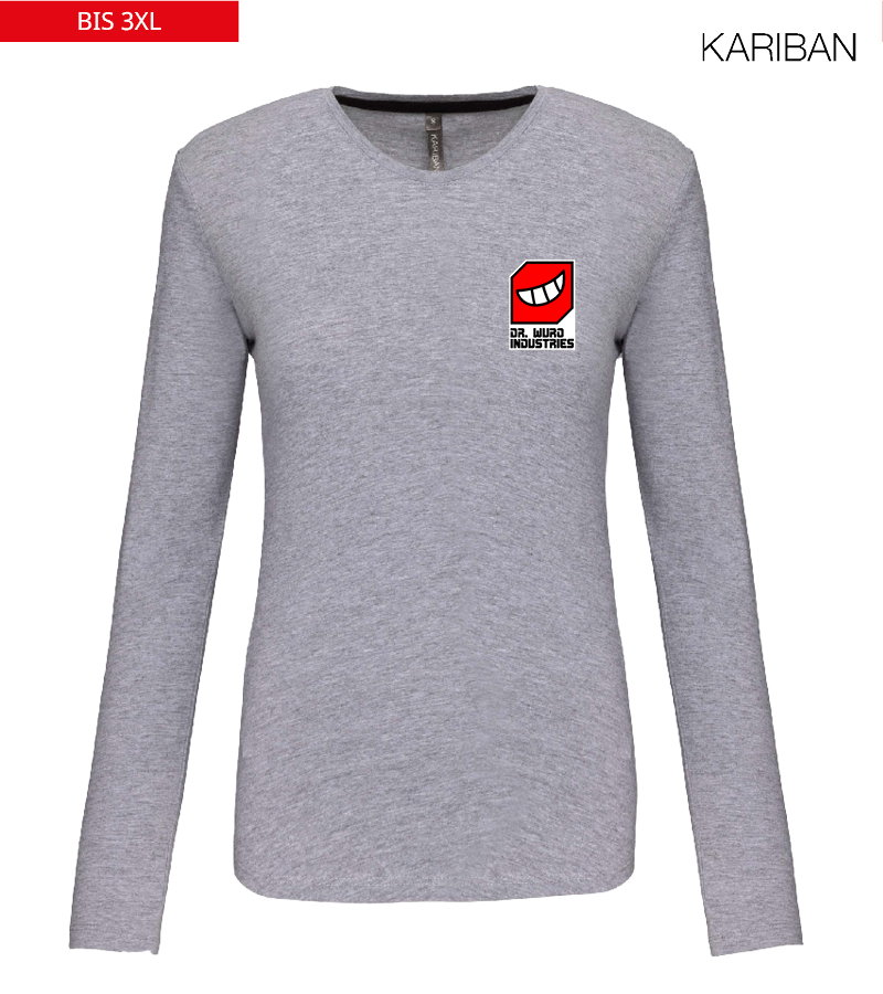 Kariban Damen Langarmshirt Oxford Grey "Anton"