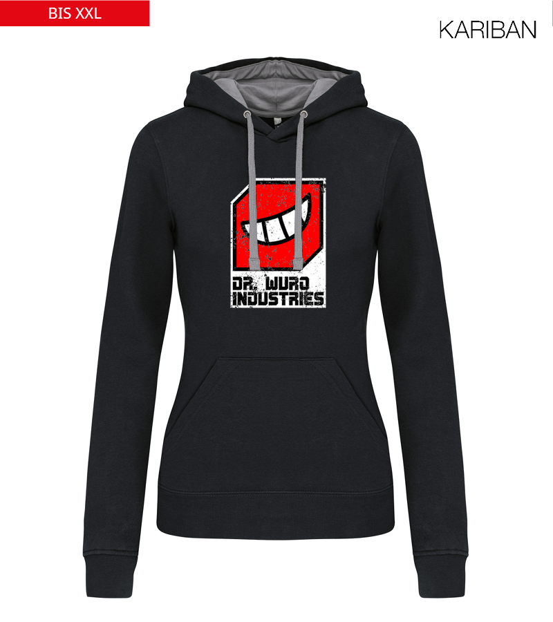 Kariban Damen Hoodie Black Fine Grey "Uwe Frontprint"
