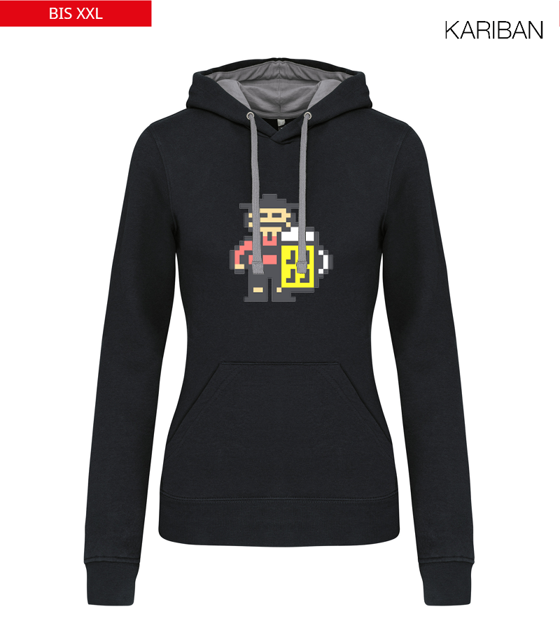 Kariban Damen Hoodie Black Fine Grey "Jacob"