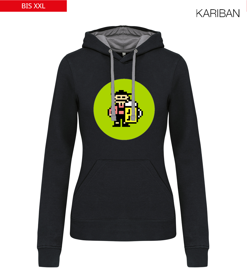 Kariban Damen Hoodie Black Fine Grey "Isack"