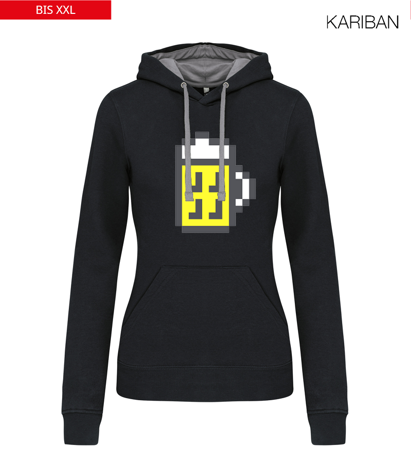 Kariban Damen Hoodie Black Fine Grey "Bono"