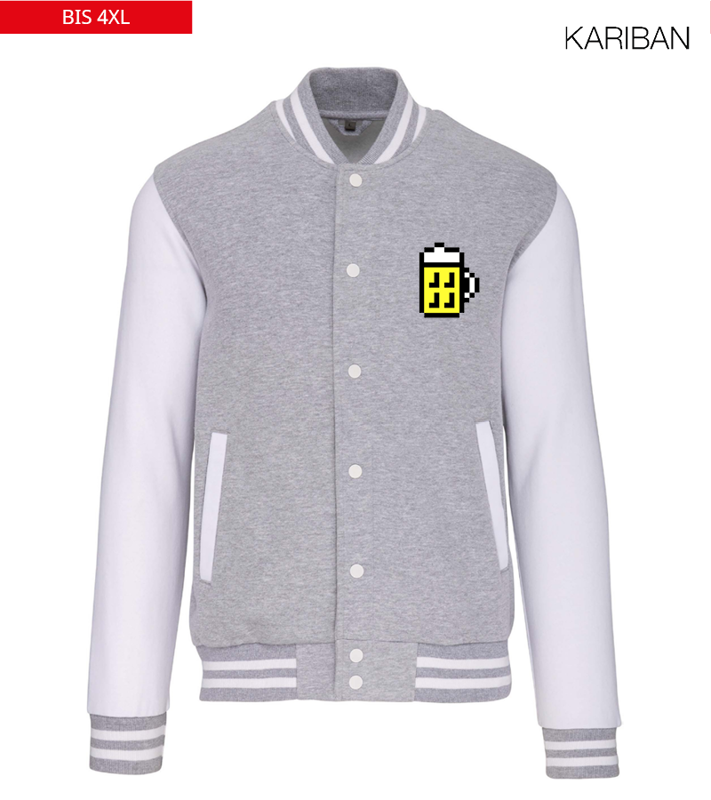 Kariban Unisex Collegejacke Oxford-Grey White "Bono"