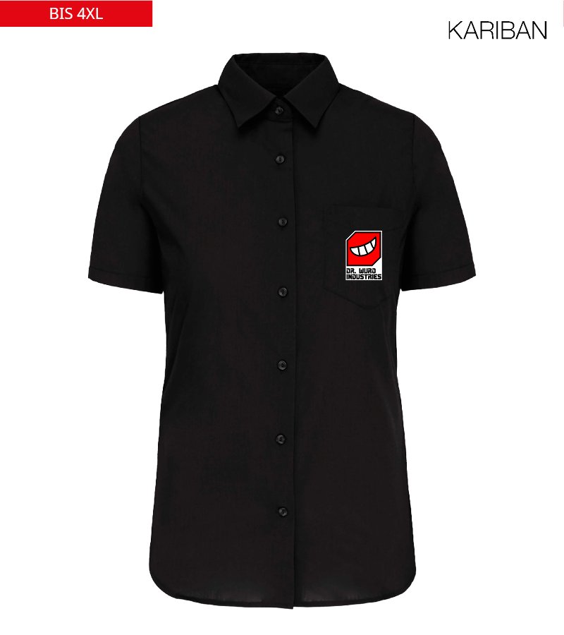 Kariban Damen Kurzarmbluse Black "Anton"