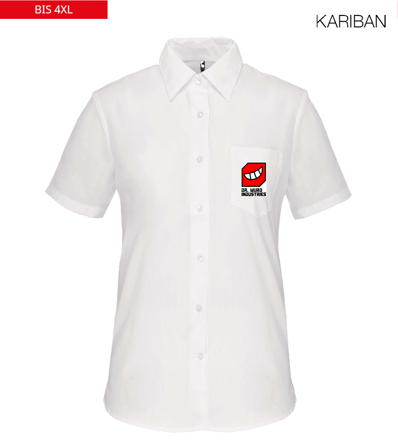 Kariban Damen Kurzarmbluse White "Anton"
